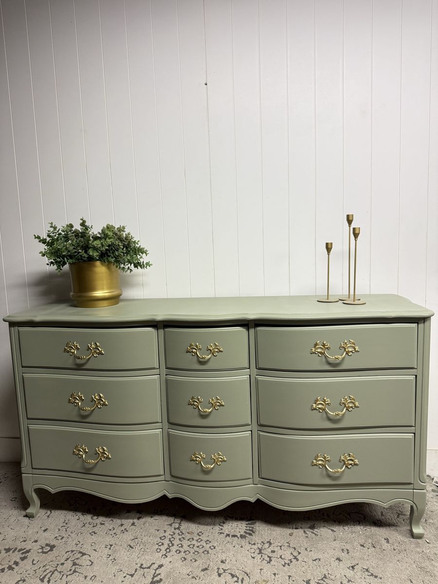 Olive green French Provincial Dresser
