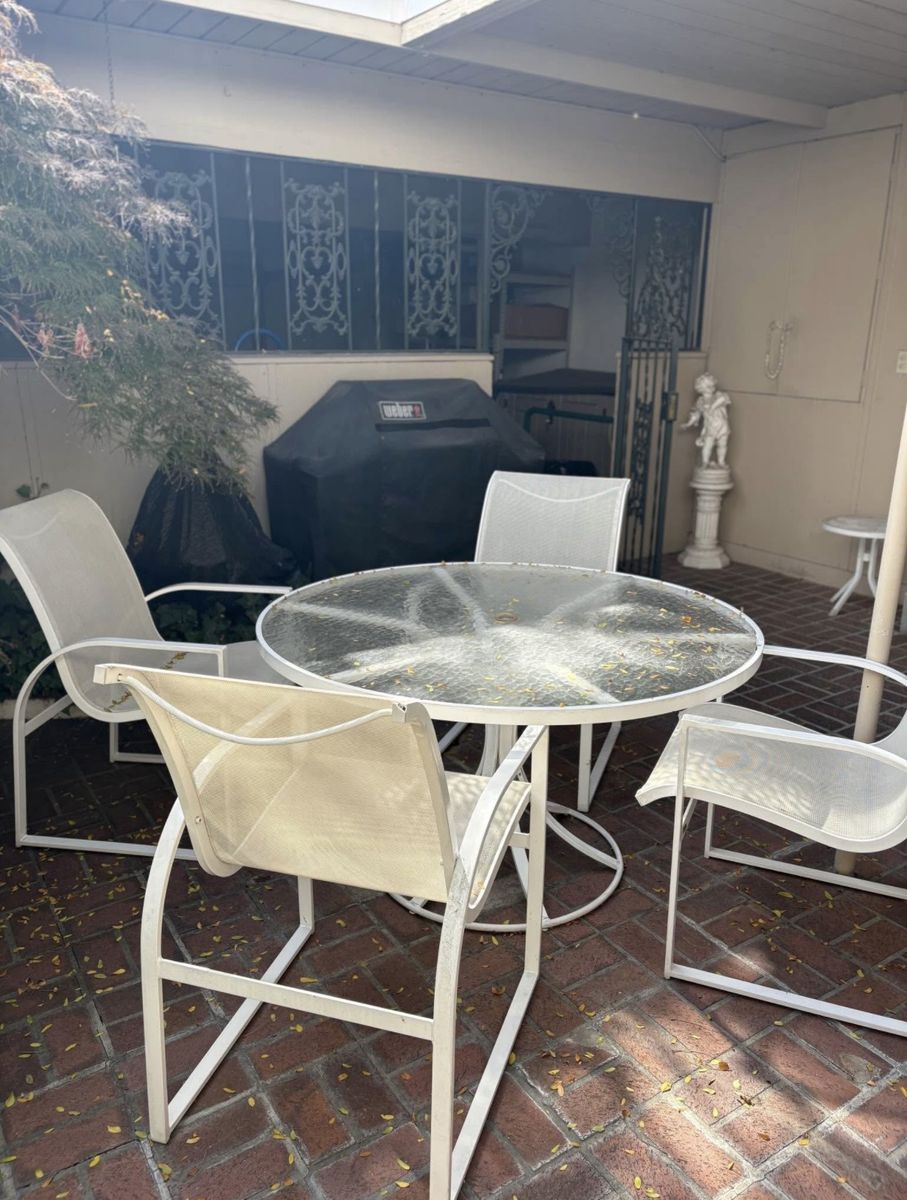 Outdoor seating and umbrella
