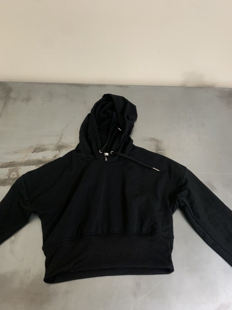 Black Cropped Hoodie - Medium