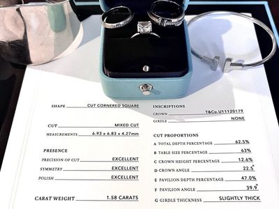 Tiffany 1.58 c eng ring+2 wedding bands/2 braclets