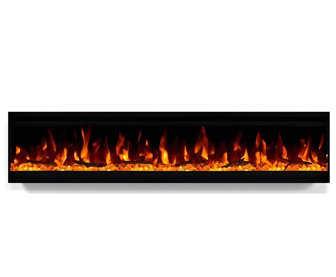 60 inch Electric Fireplace, 4.3" Ultra-Thin Electric Fireplace Inserts, Ultra-Narrow Frame, Wall Mounted and Recessed Fireplace,