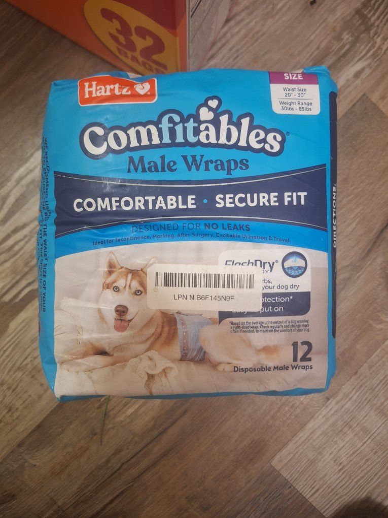 Hartz Comfitables Male Wraps - Large (30-85lbs) - 12 count - Incontinence & Marking Protection
