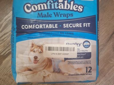 Hartz Comfitables Male Wraps - Large (30-85lbs) - 12 count - Incontinence & Marking Protection