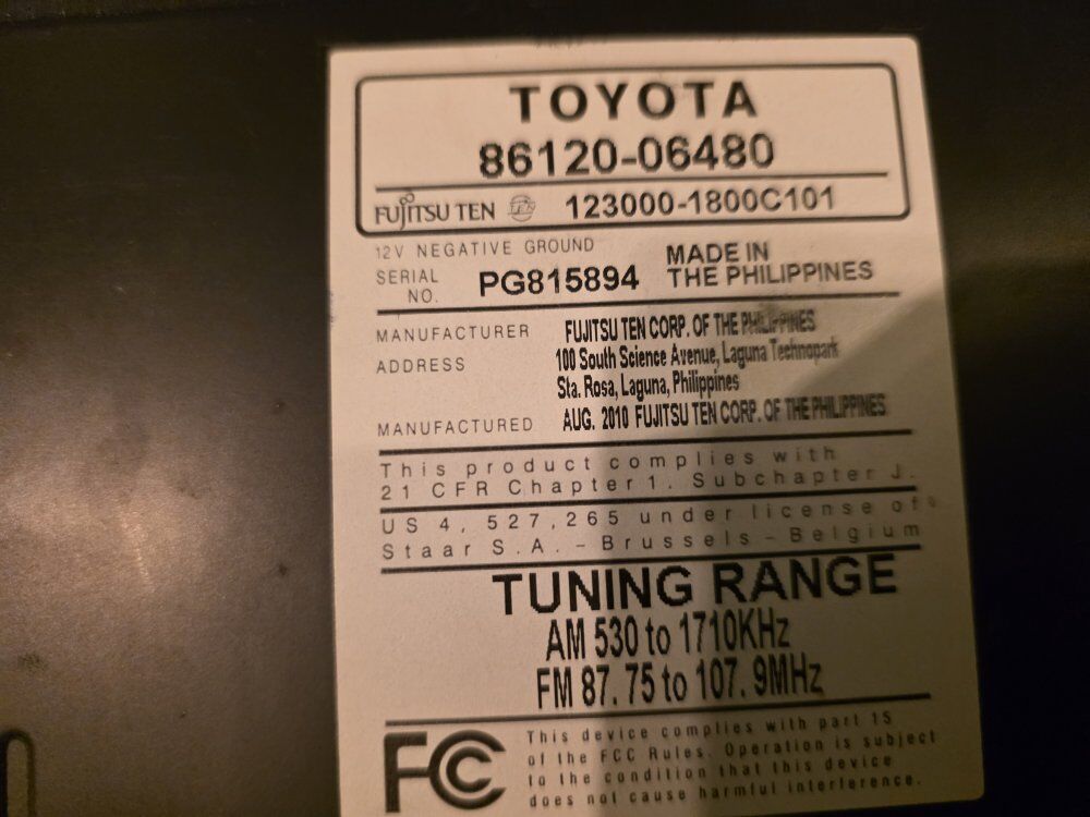 Toyota front radio