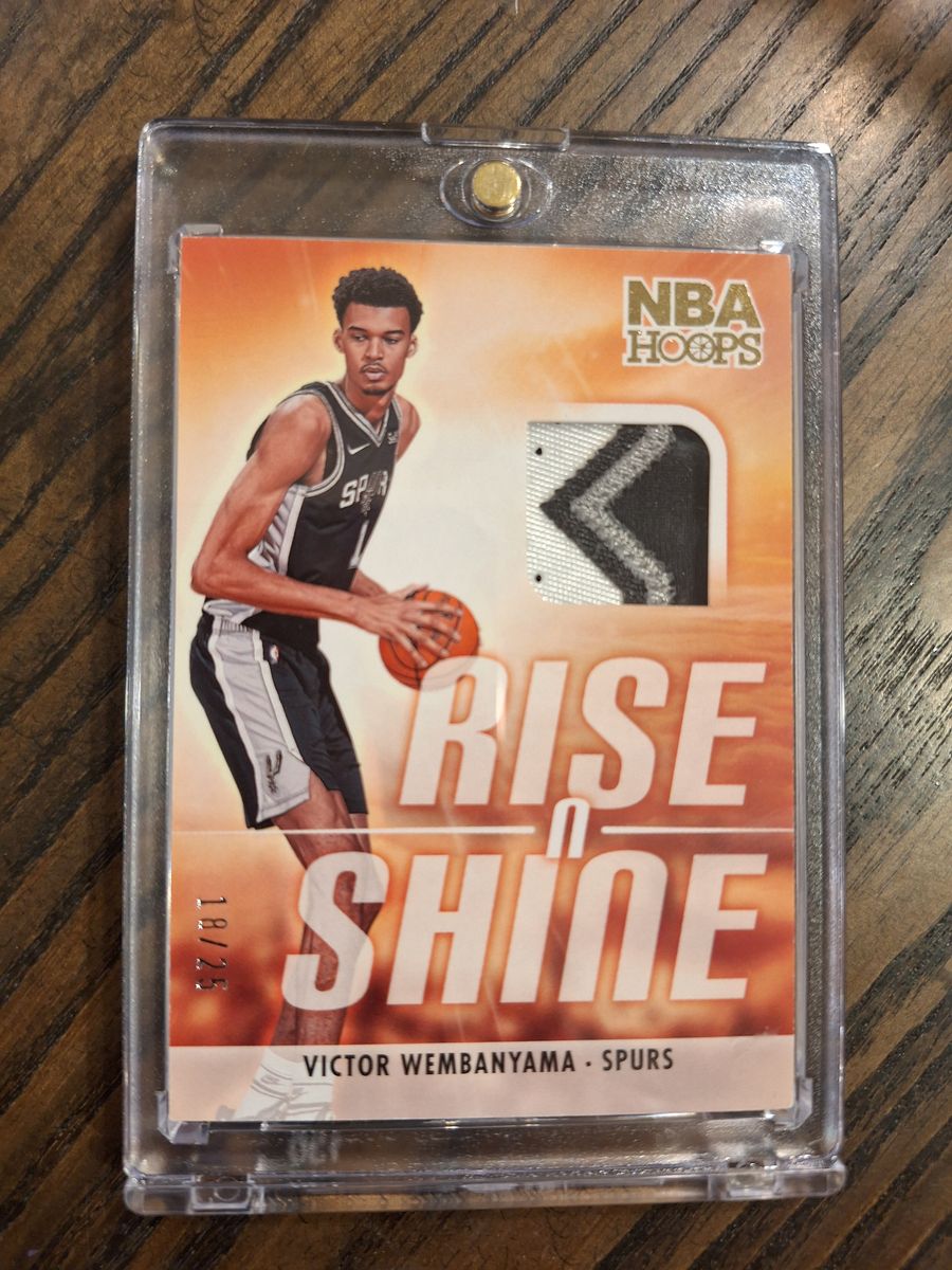 Victor Wembanyama 2023-24 NBA Basketball Card Rise n Shine Patch Card #RS-WEM 18/25 Spurs