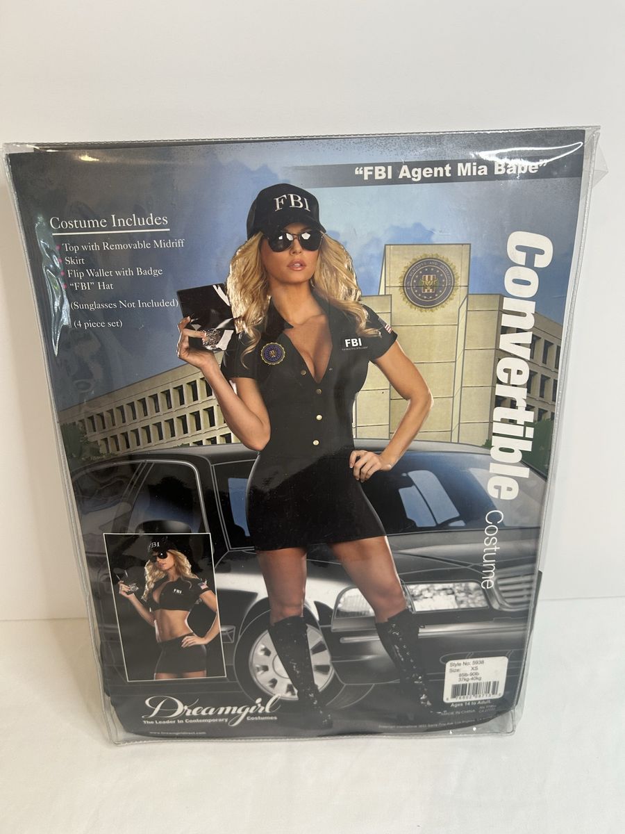 Dreamgirl “FBI Agent Mia Babe” Convertible Costume - Black XS (4-Piece Set)