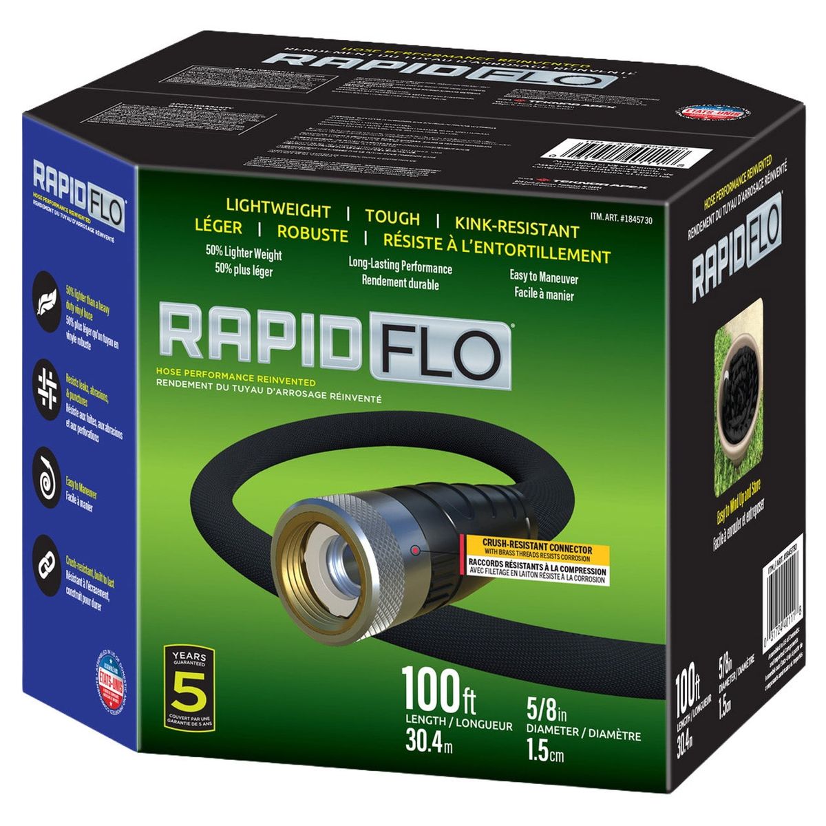 Teknor Rapid Flo 5/8 in. x 100 ft. Compact Garden Hose  1845730  #105869