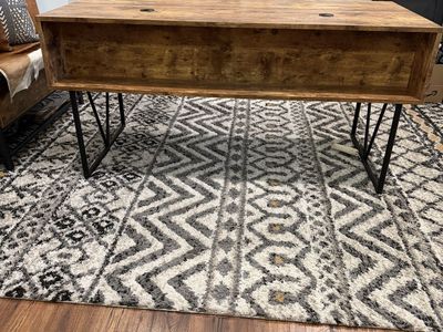 Rustic Computer Desk with Storage and Cable Management - Wood & Metal