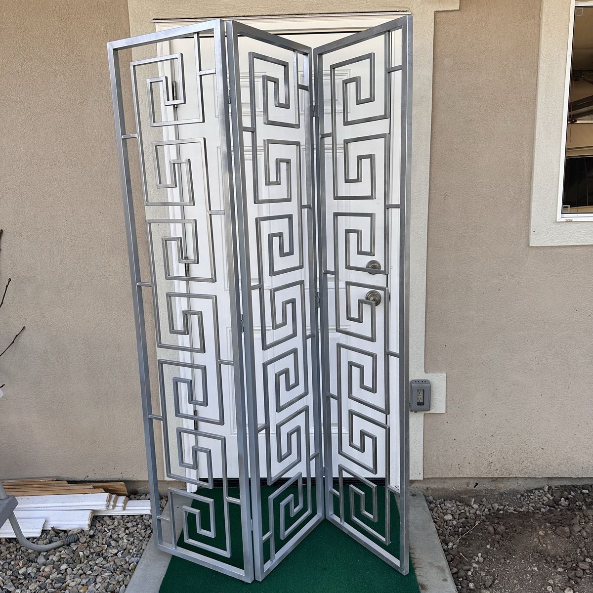 Metal Silver 3 Panel Room Divider