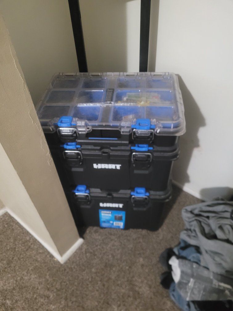 HART Stackable Rolling Tool Box System with Clear Organizer