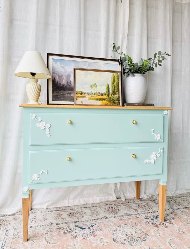 Vintage Solid Wood Drexel 2 Drawer Buffet Console Dresser | Vintage Drexel Buffet | Vintage Buffet