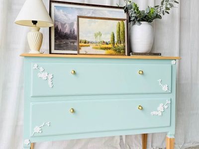 Vintage Solid Wood Drexel 2 Drawer Buffet Console Dresser | Vintage Drexel Buffet | Vintage Buffet