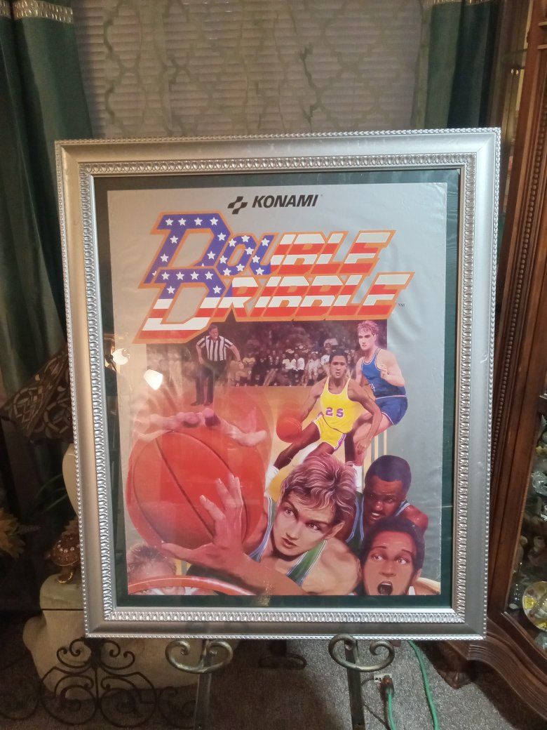 Konami Double Dribble Framed Arcade Poster Vintage Basketball Video Game Art