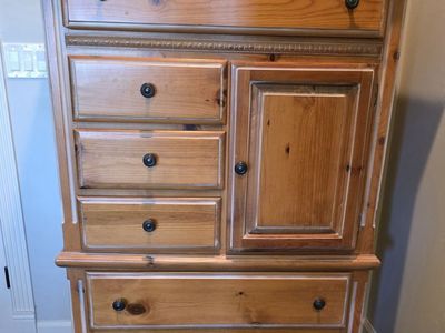 Solid Wood Armoire Dresser Chest with Multiple Drawers and Cabinet