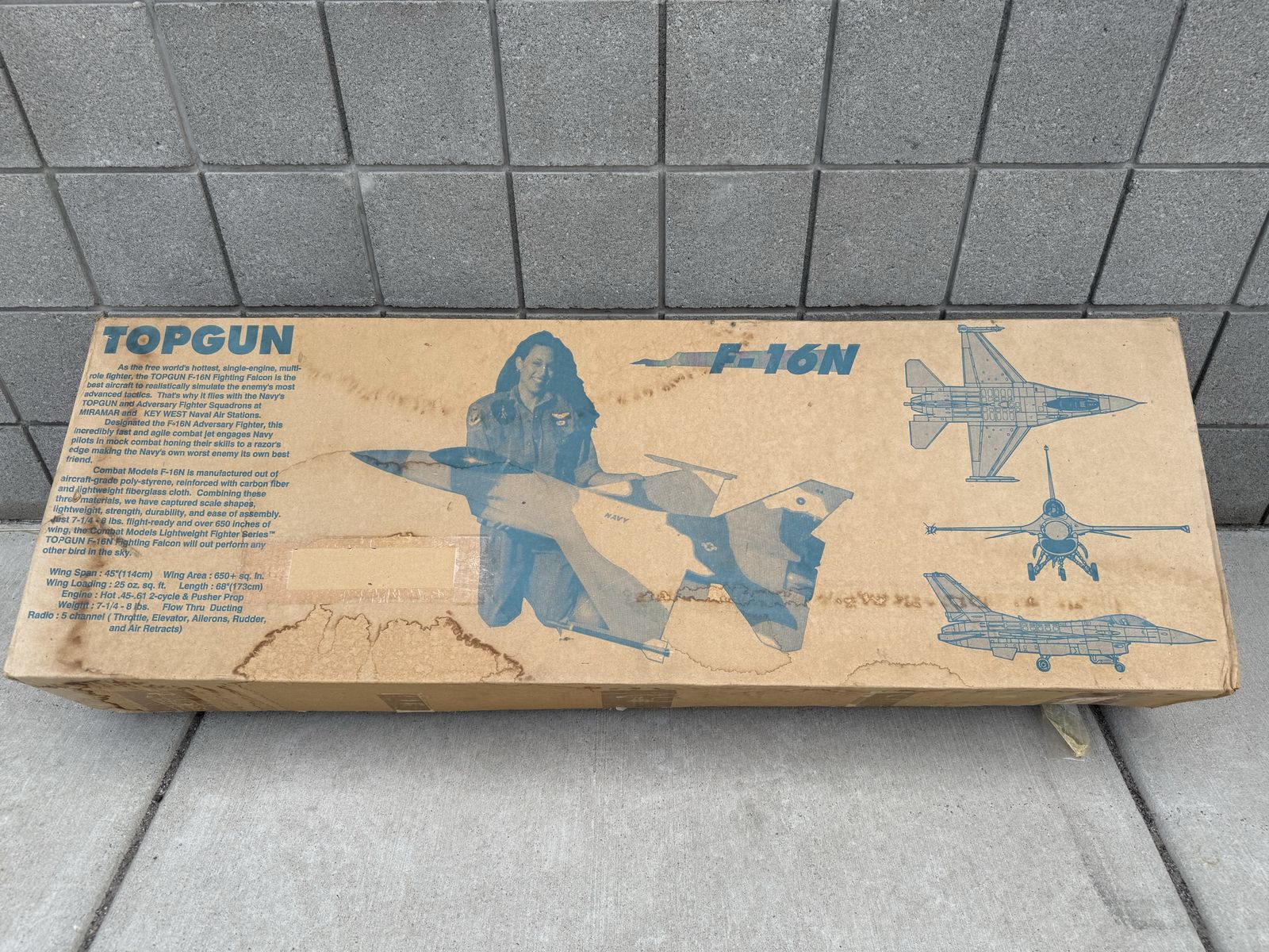 Old Stock from the 1990s! Combat Models Topgun F-16N Foam RC Fighter Jet - INCOMPLETE