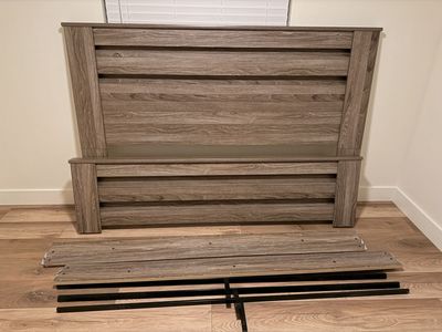 King size modern wood grain bed frame