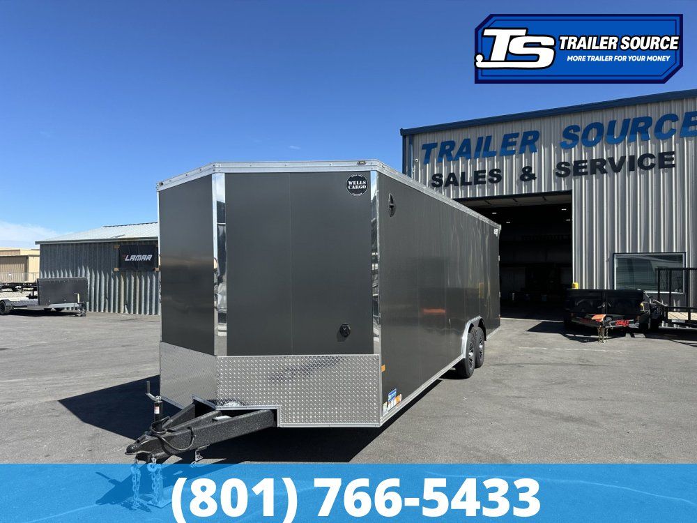 8.5x24 Wells Cargo Revv Enclosed Car Hauler Trailer - 7'0" Interior - 10K GVWR - .080 PolyCor, Alloy Wheels, Barlock on Door,