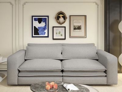 Modern Gray Fabric Sofa Couch - Plush Seating for Living Room