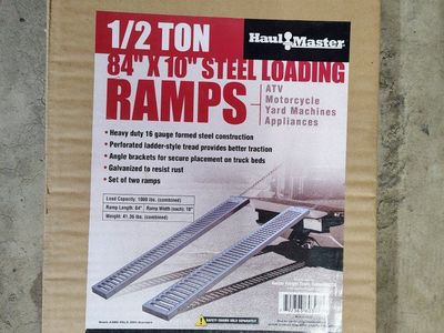 New in box - Haul-Master 1/2 Ton 84"x10" Steel Loading Ramps - Set of 2, 1000lb Capacity - $60