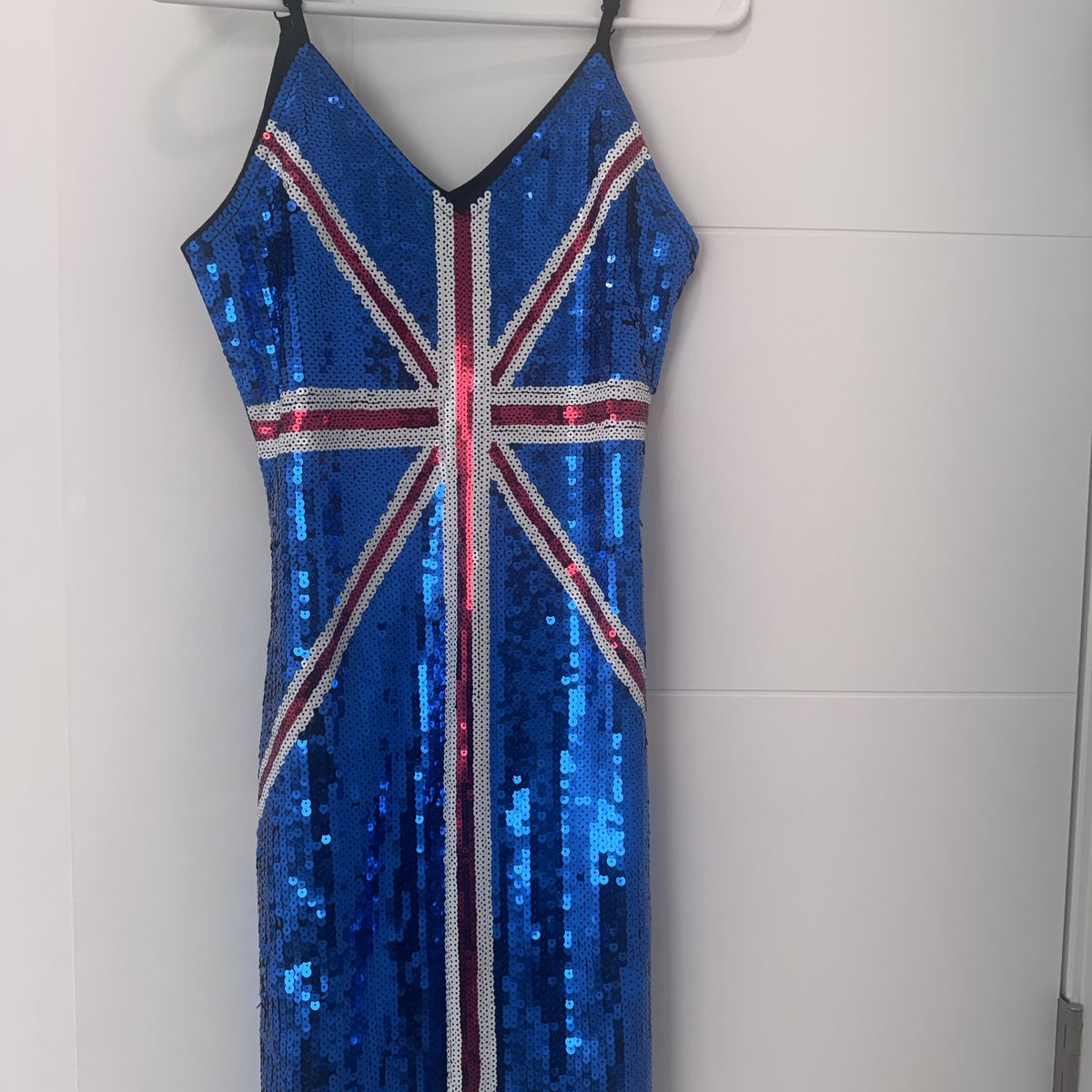 Brand new - V Neck Sequin blue and red dress