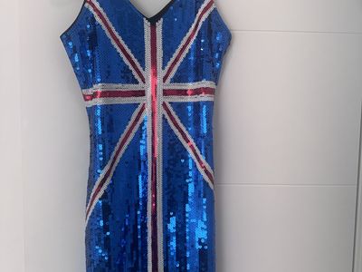 Brand new - V Neck Sequin blue and red dress
