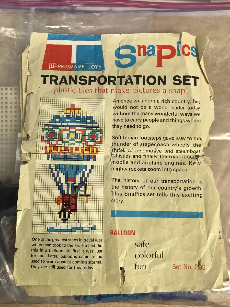 Tupperware Toys SnaPics Transportation Set #203 Vintage 1968 Rexall Drug and Chemical Company USA