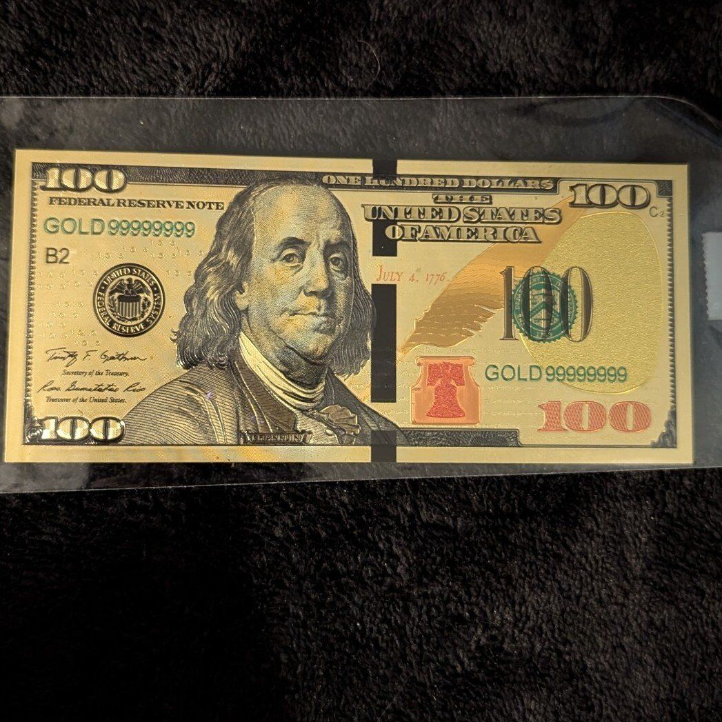 24k Gold $100.00 Bank Note w strip
