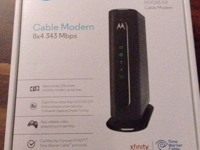 Motorola MB7220 Cable Modem 8x4 343 Mbps DOCSIS 3.0 Xfinity Time Warner Cable