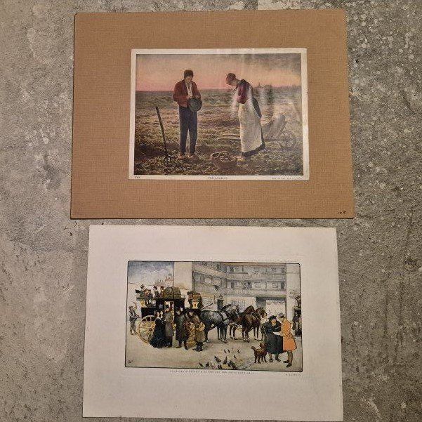 Vintage "The Angelus" & "Nicholas Nickleby's Departure" Prints - Art Reproductions