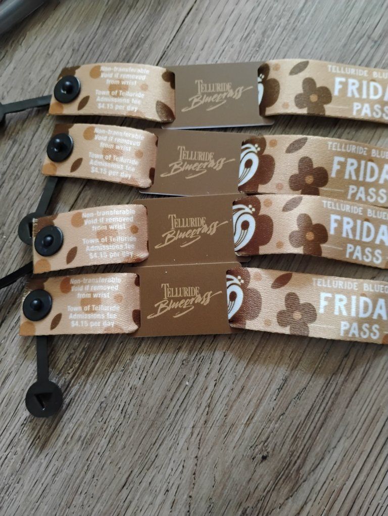 Friday July 19 Telluride Bluegrass Festival 4 Wristbands
