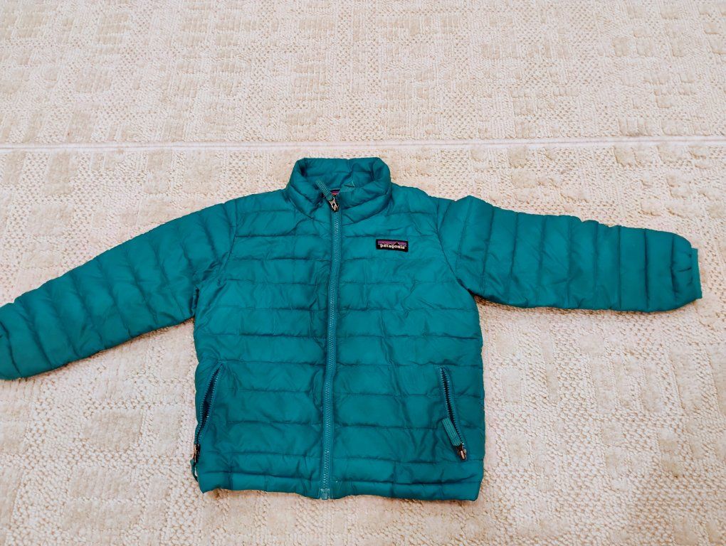 Patagonia Down Jacket Teal Size 4T Quilted Puffer Winter Coat