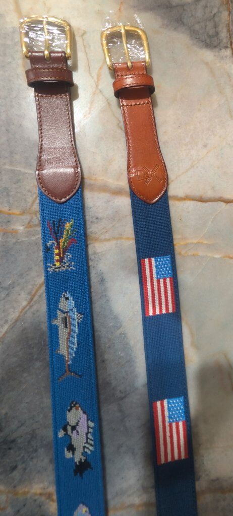 ​Custom Golf Leather Belt - Hand Tooled Fish & US