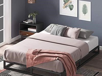 Queen 6 inch Metal Platform Bed Frame, Mattress Foundation, Wood Slat Support,