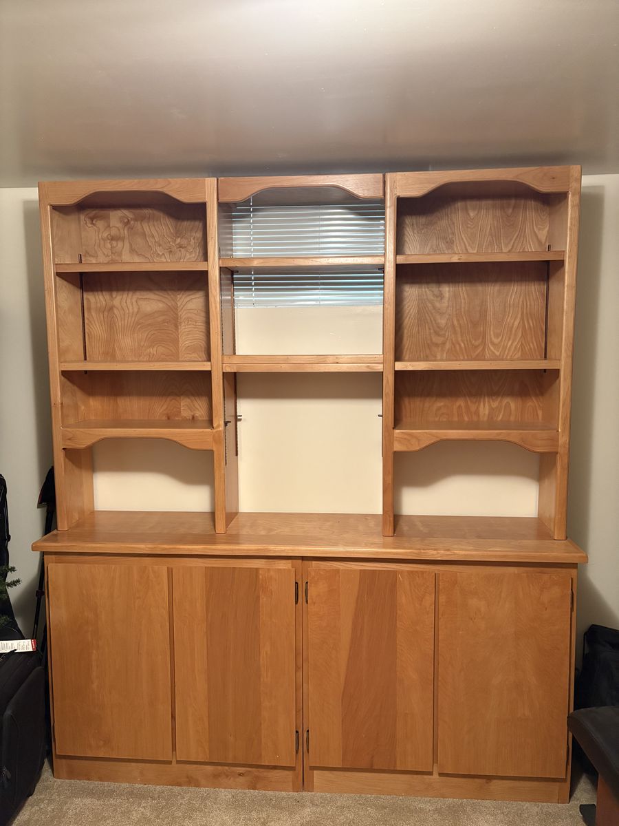 Large Wooden Hutch and Bookshelf Storage Unit