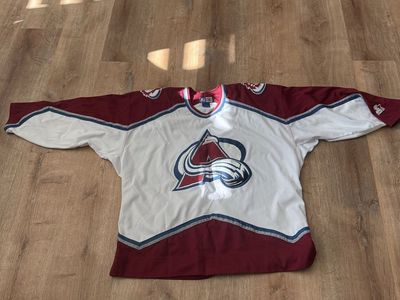 Vintage Starter Colorado Avalanche Hockey Jersey - White and Maroon