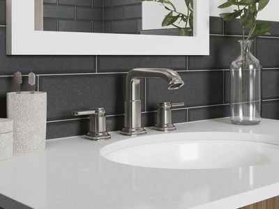 Kohler Envelu Vibrant Brushed Nickel Modern Widespread Bathroom Sink Faucet 8in
