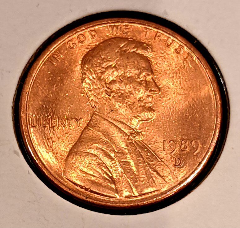1989 D Lincoln Penny - Red Color - Marked UNC DDO