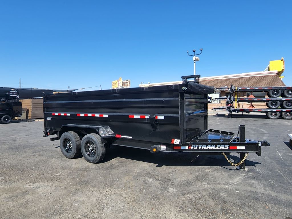 2027 PJ Trailers 7X16 DM 14K with 4' Sides Dump Trailer