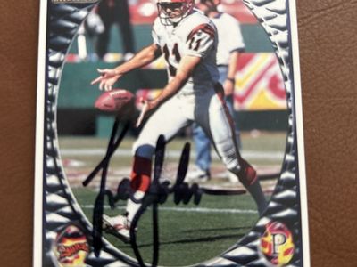 BYU COUGARS 1997 Pacific Invincible Lee Johnson Autographed Football Card - NFL Kicker, Cincinnati Bengals Signed