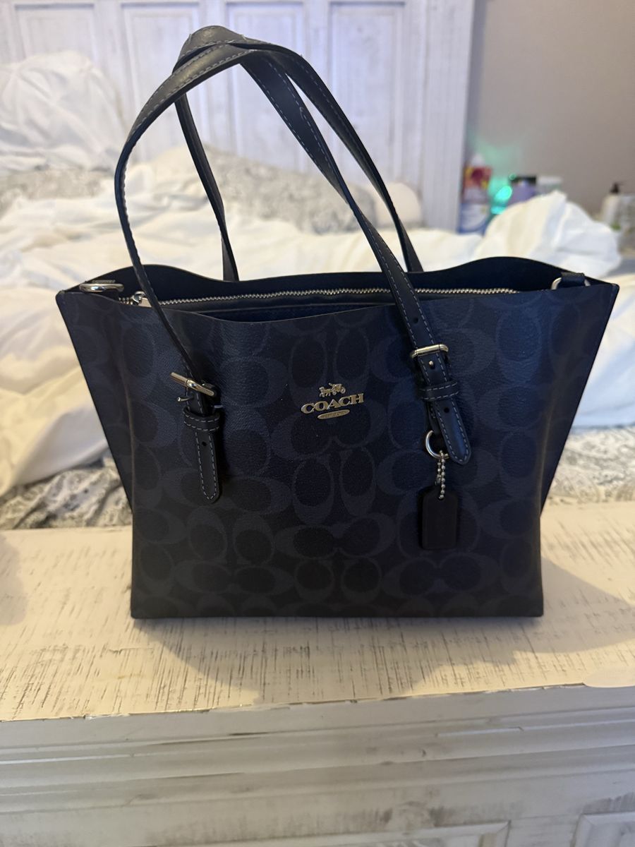 Coach Mini Gallery Tote in Signature Canvas - Blue, Silver Hardware