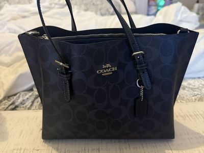 Coach Mini Gallery Tote in Signature Canvas - Blue, Silver Hardware