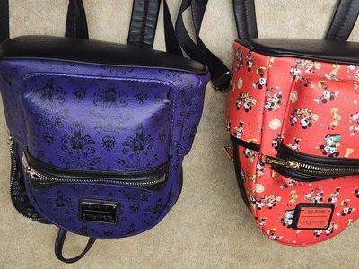 Loungefly Disney Parks Mickey & Friends Minnie Backpack Red and Purple Mini Faux Leather