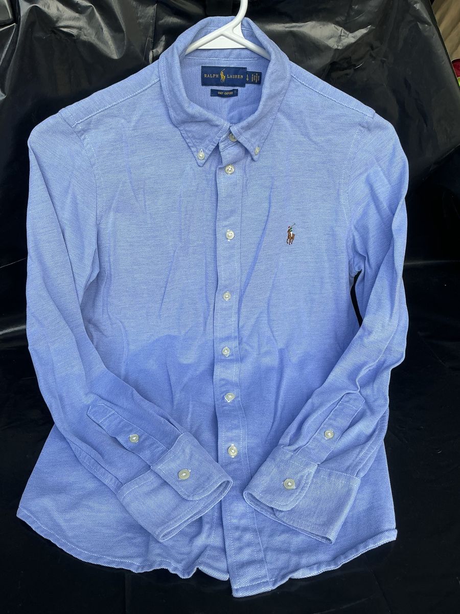 Polo Ralph Lauren Women's  L Knit Oxford Shirt – Harbor Island Blue