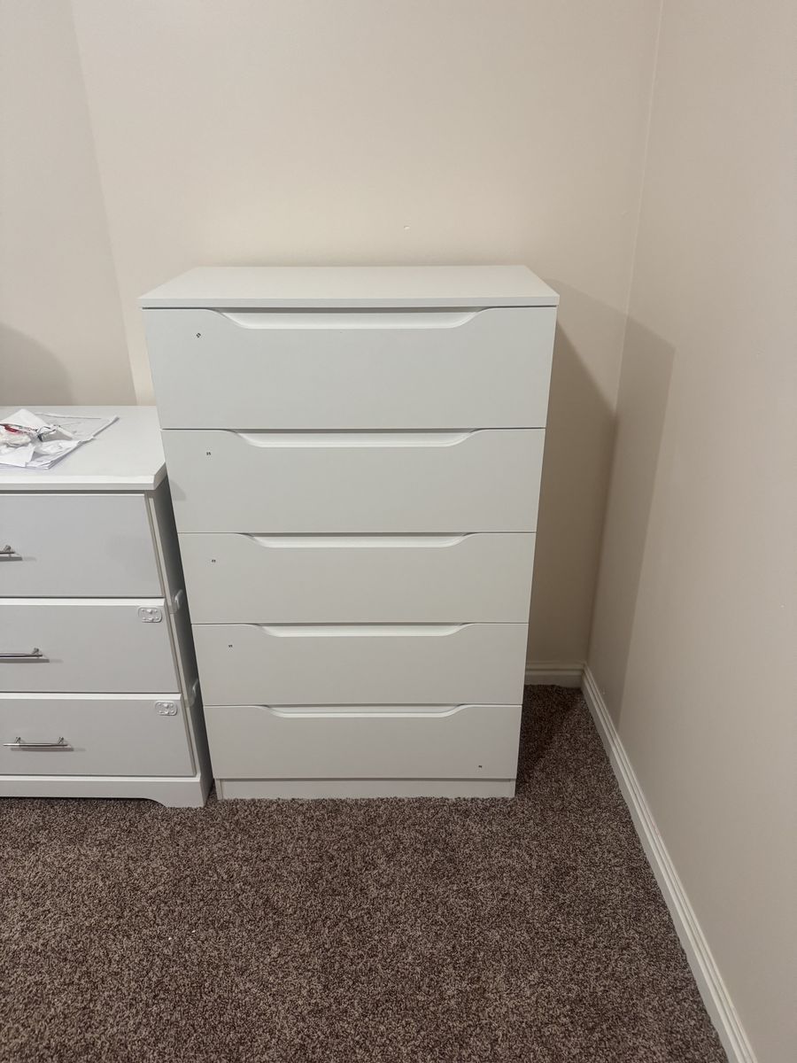 Tall, White Dresser, Five Drawers