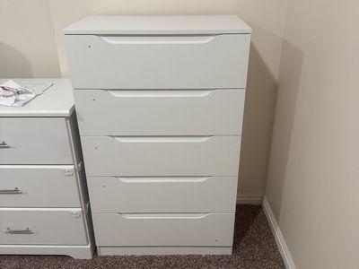 Tall, White Dresser, Five Drawers