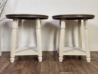 Pair Two-Tone Modern Farmhouse Side Tables