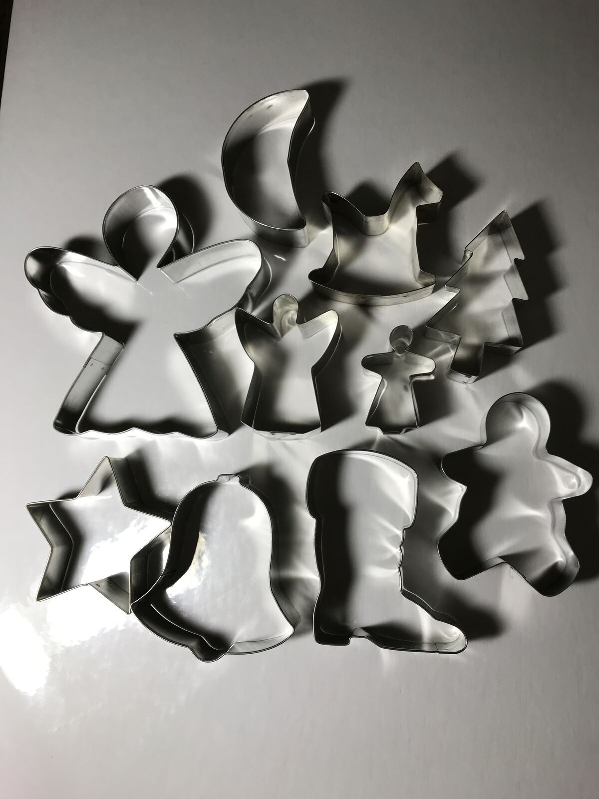 Christmas Silver Cookie Cutters Lot of 10 1” Thick