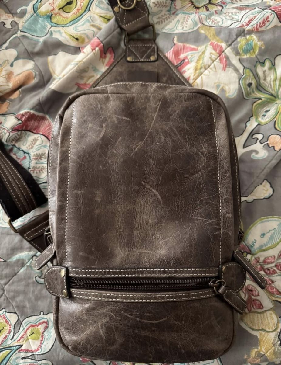 GTM Leather Sling Bag Crossbody Backpack