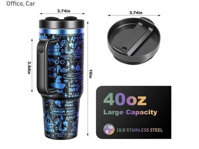 Harry Potter Magic Laser 40oz Tumbler with Handle and Straw