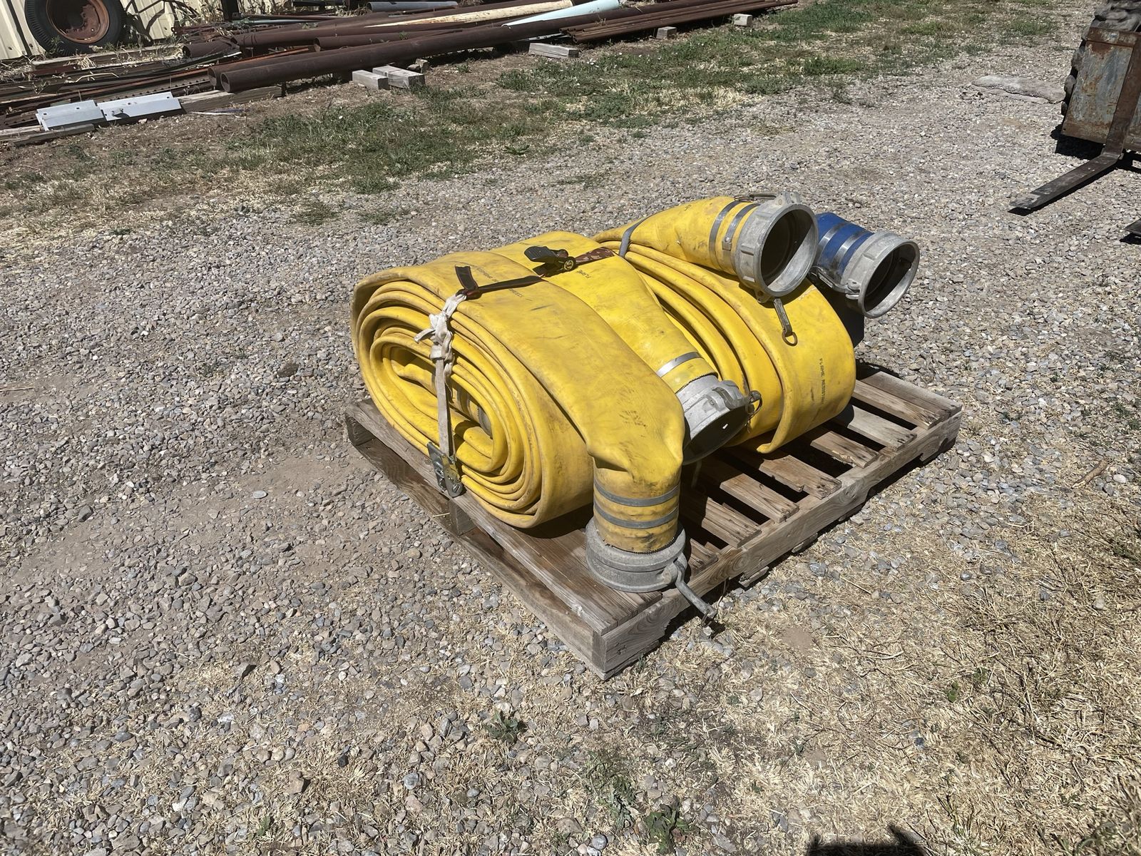 6 discharge hose, heavy duty flat lay discharge hose.